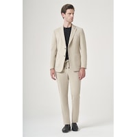 İmza Bej Mono Yaka 6 Drop Slim Fit Beli Lastikli Takım Elbise 1001260194 Koyu Bej İmza Bej Mono Yaka 6 Drop Slim Fit Beli Lastikli Takım Elbise 1001260194 Koyu Bej