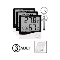 3 Adet Dijital Termometre Sıcaklık Ve Nem Ölçer Masa Saati Alarm 3 Adet Dijital Termometre Sıcaklık Ve Nem Ölçer Masa Saati Alarm