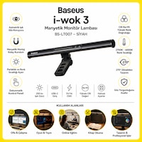 Baseus İ-wok 3 Manyetik Monitör Lambası Bs-lt007 Siyah Asimetrik Göz Koruyucu Ekran Işığı Usb-c 270 Ayarlanabilir 2700k-6000k Baseus İ-wok 3 Manyetik Monitör Lambası Bs-lt007 Siyah Asimetrik Göz Koruyucu Ekran Işığı Usb-c 270 Ayarlanabilir 2700k-6000k