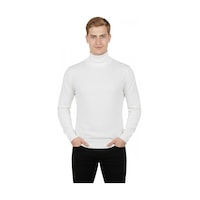 Deepsea Erkek Beyaz Tam Balıkçı Yaka Yanları Desenli Slim Fit Boğazlı Triko Kazak 2505495 Beyaz Deepsea Erkek Beyaz Tam Balıkçı Yaka Yanları Desenli Slim Fit Boğazlı Triko Kazak 2505495 Beyaz