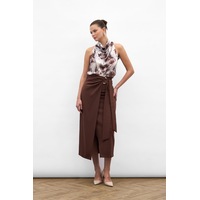 Sateen Aksesuar Kuşaklı Yırtmaçlı Etek - Kahve-136887 Kahve Sateen Aksesuar Kuşaklı Yırtmaçlı Etek - Kahve-136887 Kahve