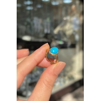 Gümüş 10x8 Mm Firuze Taşlı Altın Kaplama Yüzük Diğer Gümüş 10x8 Mm Firuze Taşlı Altın Kaplama Yüzük Diğer