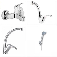 4'lü Aç Kapa Lavabo + Mutfak + Banyo Bataryası + Duş Seti Krom 4'lü Aç Kapa Lavabo + Mutfak + Banyo Bataryası + Duş Seti Krom