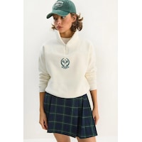 Shade Kadın Dik Yaka Yarım Fermuarlı İçi Polarlı Crop Sweatshirt 1808 60283713 - Beyaz Shade Kadın Dik Yaka Yarım Fermuarlı İçi Polarlı Crop Sweatshirt 1808 60283713 - Beyaz