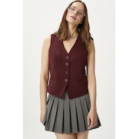 Ritnice Kadın Style Bordo Astarlı Dokuma Yelek Bordo Ritnice Kadın Style Bordo Astarlı Dokuma Yelek Bordo