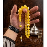 Tesbih Beyrut Damla Küre Kesim Sarı - Beyaz Tesbih Beyrut Damla Küre Kesim Sarı - Beyaz