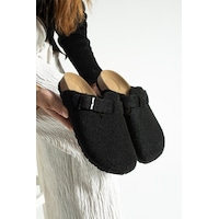 Moda Devrin Unisex Siyah Kışlık Keçeli Önü Kapalı Mantar Taban Konfor Model Sabo Günlük Rahat Ev Terliği Moda Devrin Unisex Siyah Kışlık Keçeli Önü Kapalı Mantar Taban Konfor Model Sabo Günlük Rahat Ev Terliği
