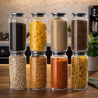 Porsima 4401 Bormio Metal Kapaklı 8li Cam Kavanoz Seti Vakum Kapaklı Saklama Düzenleme Kabı Seti 1400ml Şeffaf Porsima 4401 Bormio Metal Kapaklı 8li Cam Kavanoz Seti Vakum Kapaklı Saklama Düzenleme Kabı Seti 1400ml Şeffaf