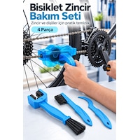 4 Parçalı Bisiklet Zincir Temizleme Ve Bakım Seti, Fırçalı Dişli Aparatı Açık Mavi
