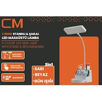 Cm 3 Renkli Standlı Şarjlı Masaüstü Led Lamba Şekil Değiştirebilir Tasarım Beyaz Cm 3 Renkli Standlı Şarjlı Masaüstü Led Lamba Şekil Değiştirebilir Tasarım Beyaz