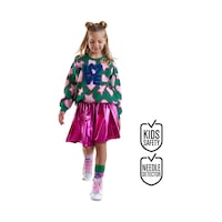 Denokids Yıldızlı Kalp Kız Çocuk Yeşil Triko Kazak Renkli Denokids Yıldızlı Kalp Kız Çocuk Yeşil Triko Kazak Renkli