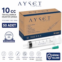 Ayset 10cc 3 Parça Yeşil Uçlu Enjektör 50 Adet Ayset 10cc 3 Parça Yeşil Uçlu Enjektör 50 Adet