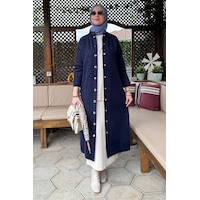 Rabia Şamlı Yakut Angora Triko Kap Lacivert Normal
