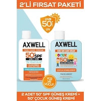Axwell 50+ Spf Yetişkin ve Çocuk Güneş Kremi Seti Axwell 50+ Spf Yetişkin ve Çocuk Güneş Kremi Seti