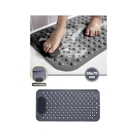 Vantuzlu Dikdörtgen Banyo Duş Kaydırmaz Paspas, Küvet İçi Banyo Zemini Ayak Masaj Halısı 70x36cm Gri Vantuzlu Dikdörtgen Banyo Duş Kaydırmaz Paspas, Küvet İçi Banyo Zemini Ayak Masaj Halısı 70x36cm Gri