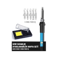 ST-60 Model Profesyonel 60W Isı Ayarlı Havya + Stand + 5 Kaliteli Yedek Uç ST-60 Model Profesyonel 60W Isı Ayarlı Havya + Stand + 5 Kaliteli Yedek Uç