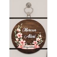 Dijital Baskı Ahşap, Yarım Çember Pembe Çiçek Desenli, Kişiye Özel Kapı Süsü, Duvar Süsü Dijital Baskı Ahşap, Yarım Çember Pembe Çiçek Desenli, Kişiye Özel Kapı Süsü, Duvar Süsü