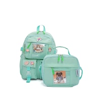 Wia Kawaii Kore Tarzı Ayıcıklı İlkokul Ve Beslenme Çantası Yeşil