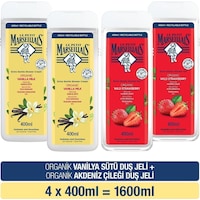 Le Petit Marseillais Organik Vanilya Sütü Duş Jeli 400 ml x2 + Akdeniz Çileği Duş Jeli 400 ml x2 Le Petit Marseillais Organik Vanilya Sütü Duş Jeli 400 ml x2 + Akdeniz Çileği Duş Jeli 400 ml x2