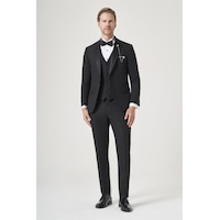 İmza Siyah 6 Drop Slim Fit Esnek Yelekli Damatlık 1001260301 İmza Siyah 6 Drop Slim Fit Esnek Yelekli Damatlık 1001260301