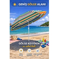 Turuncu-yeşil Çizgili 170 Cm Ayarlanabilir Polyester Ekose Kumaş Plaj Şemsiyesi Turuncu-yeşil Çizgili 170 Cm Ayarlanabilir Polyester Ekose Kumaş Plaj Şemsiyesi