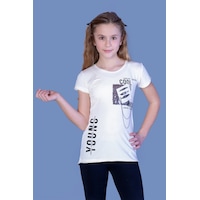 Toontoy Kids Toontoy Kız Çocuk T-shirt Göğsü Lazer Kesim Ekru Toontoy Kids Toontoy Kız Çocuk T-shirt Göğsü Lazer Kesim Ekru
