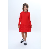 Toontoy Kids Toontoy Kız Çocuk Yaka Fırfır Etek 3d Güllü Elbise Kırmızı Toontoy Kids Toontoy Kız Çocuk Yaka Fırfır Etek 3d Güllü Elbise Kırmızı