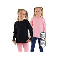 Kız Çocuk Pamuklu Siyah-Pembe Uzun Kollu 2'li Paket T-Shirt 3-8 Yaş Kız Çocuk Pamuklu Siyah-Pembe Uzun Kollu 2'li Paket T-Shirt 3-8 Yaş