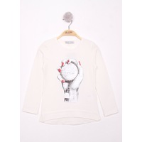 Toontoy Kids Toontoy Kız Çocuk El Baskılı T-shirt Ekru Toontoy Kids Toontoy Kız Çocuk El Baskılı T-shirt Ekru