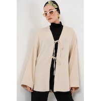 Bigdart Keten Tesettür Kimono 5968 - Krem Bigdart Keten Tesettür Kimono 5968 - Krem