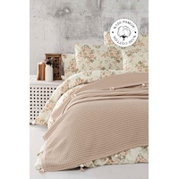 Vionel Home Pamuklu Waffle Desen Ponponlu Çift Kişilik Pike Kahverengi Vionel Home Pamuklu Waffle Desen Ponponlu Çift Kişilik Pike Kahverengi