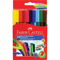 Faber-Castell Eğlenceli Keçeli Kalem 10 Renk, Dayanıklı ve Parlak Renkler, Su Bazlı Mürekkep, Bağlanabilir Kapak Faber-Castell Eğlenceli Keçeli Kalem 10 Renk, Dayanıklı ve Parlak Renkler, Su Bazlı Mürekkep, Bağlanabilir Kapak