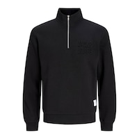 Jack & Jones Dik Yaka Yarım Fermuarlı Logo Baskılı Siyah Erkek Sweatshirt 12299799 Jack & Jones Dik Yaka Yarım Fermuarlı Logo Baskılı Siyah Erkek Sweatshirt 12299799