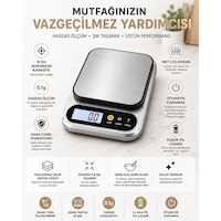 10 Kg Dijital Hassas Mutfak Tartısı - Lcd Ekranlı, Paslanmaz Çelik Tartım Yüzeyi, Dara Tare Fonksiyonlu, Gram & Ons Ölçüm, 2x Aaa Pilli Açık Gri 10 Kg Dijital Hassas Mutfak Tartısı - Lcd Ekranlı, Paslanmaz Çelik Tartım Yüzeyi, Dara Tare Fonksiyonlu, Gram & Ons Ölçüm, 2x Aaa Pilli Açık Gri