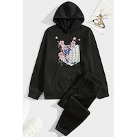 Uyguntarz Unisex Flowers Eşofman Takımı Siyah Uyguntarz Unisex Flowers Eşofman Takımı Siyah