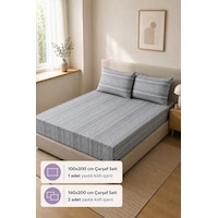 Desenli Lastikli Çarşaf Takımı Fitted Çarşaf Ve Yastık Kılıflı Seti Tek-çift Kişilik Gri Desenli Lastikli Çarşaf Takımı Fitted Çarşaf Ve Yastık Kılıflı Seti Tek-çift Kişilik Gri