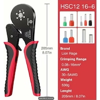Hsc12 16-6 0.08-16 Mm² Soğuk Sıkma Yüksük Sıkma Pensesi Hsc12 16-6 0.08-16 Mm² Soğuk Sıkma Yüksük Sıkma Pensesi