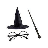 Harry Potter Siyah Şapkası Harry Potter Gözlüğü Harry Potter Asası 3 lü Set Harry Potter Siyah Şapkası Harry Potter Gözlüğü Harry Potter Asası 3 lü Set