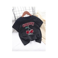 Uyguntarz Çocuk Happycherry Baskılıtasarım Tshirt Siyah Uyguntarz Çocuk Happycherry Baskılıtasarım Tshirt Siyah
