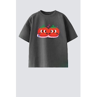 Monila Kız Çocuk Baskılı Pamuklu Bisiklet Yaka T-shirt Antrasit Monila Kız Çocuk Baskılı Pamuklu Bisiklet Yaka T-shirt Antrasit