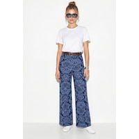 Shade Kadın Kemerli Likralı Desenli Yüksek Bel Bol Paça Denim Dokulu Pantolon 7670 60286219 - Lacivert Shade Kadın Kemerli Likralı Desenli Yüksek Bel Bol Paça Denim Dokulu Pantolon 7670 60286219 - Lacivert