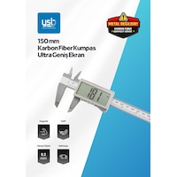 Ysb 150 Mm Karbon Fiber Dijital Kumpas - Ultra Geniş Lcd Ekran - Pil + Yedek Pil Dahil Ysb 150 Mm Karbon Fiber Dijital Kumpas - Ultra Geniş Lcd Ekran - Pil + Yedek Pil Dahil