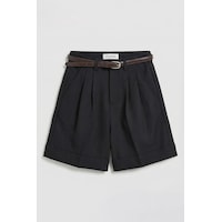 it's basic Kadın Siyah W5 Kemerli Pileli Kumaş Midi Boy Şort it's basic Kadın Siyah W5 Kemerli Pileli Kumaş Midi Boy Şort
