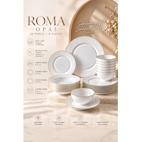 Roma Opal 24 Parça 6 Kişilik Yemek Takımı Beyaz Beyaz Roma Opal 24 Parça 6 Kişilik Yemek Takımı Beyaz Beyaz