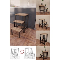 Hidden Folding Çok Amaçlı Katlanır Merdiven Çiçeklik Sehpa Siyah Hidden Folding Çok Amaçlı Katlanır Merdiven Çiçeklik Sehpa Siyah