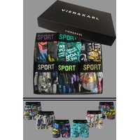 Vien&Karl Erkek Desenli 6'Lı Premium Penye Kutu Pamuklu Likralı Boxer Çok Renkli Vien&Karl Erkek Desenli 6'Lı Premium Penye Kutu Pamuklu Likralı Boxer Çok Renkli