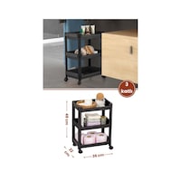 Flosoft 3 Katlı Tekerlekli Düzenleyici Raf, Mutfak Banyo Temizlik Katlı Organizer 22x36x48cm Siyah Siyah Flosoft 3 Katlı Tekerlekli Düzenleyici Raf, Mutfak Banyo Temizlik Katlı Organizer 22x36x48cm Siyah Siyah