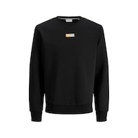 Jack & Jones Erkek Jjpan Bisiklet Yaka Logo Detaylı Sweatshirt 12310759 Siyah