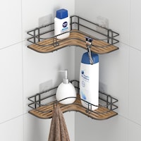 Teknotel Yapışkanlı Kancalı 2 Adet Banyo Köşe Rafı Siyah St278 Teknotel Yapışkanlı Kancalı 2 Adet Banyo Köşe Rafı Siyah St278