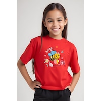 Fyk Kids Kız Çocuk Honey Baskılı Tişört Kırmızı Fyk Kids Kız Çocuk Honey Baskılı Tişört Kırmızı